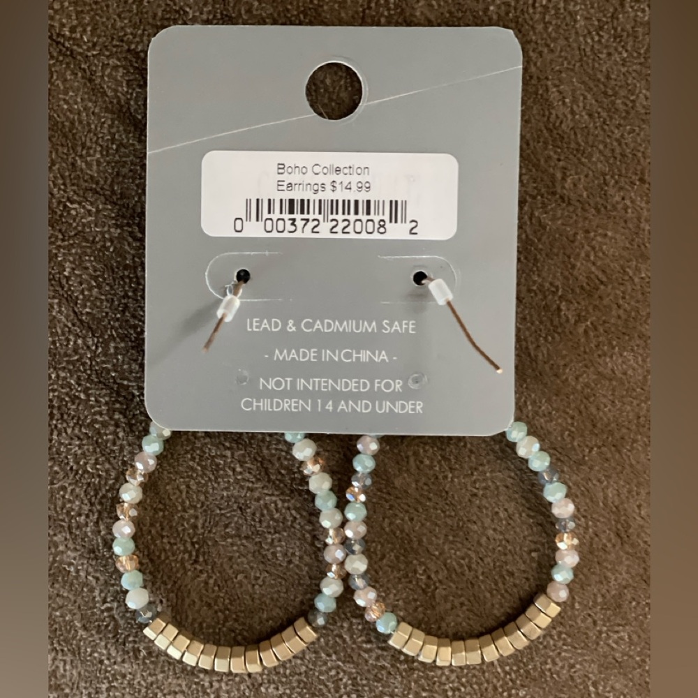 Gold Hoop Earrings (with pretty beads)— AD Project - Picture 5 of 7